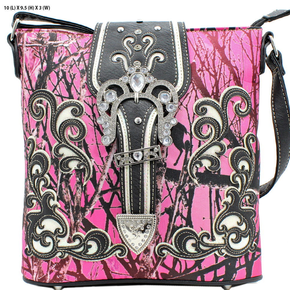 Camo Cross Rhinestone Messenger Handbag – Pixies Lounge Online