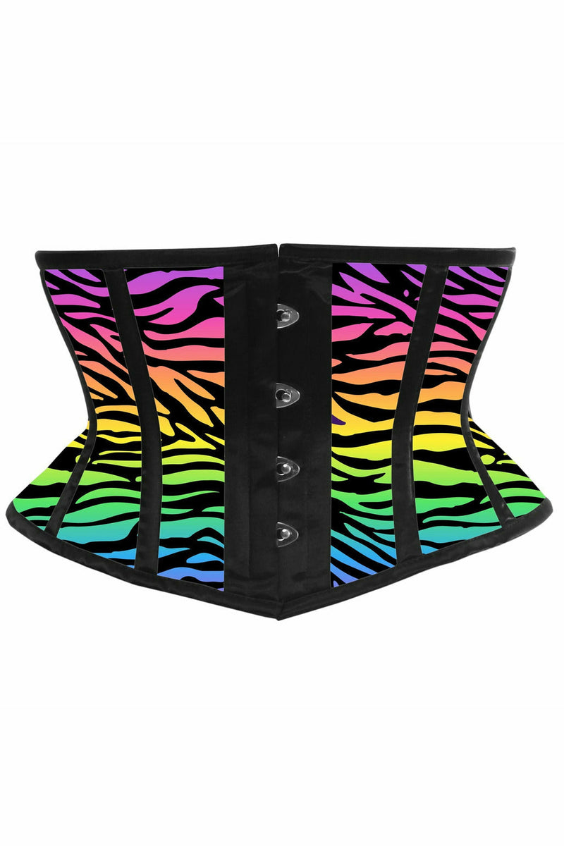 Daisy Corsets Lavish Rainbow Animal Print Satin Mini Cincher