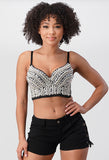 Rhinestone Beaded Push Up Bustier Bra Crop Top