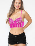 Rhinestone Beaded Push Up Bustier Bra Crop Top