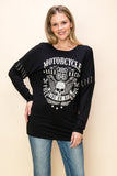 Skull and Wing Chained Long Sleeve Top