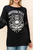 Skull and Wing Chained Long Sleeve Top