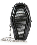 Petite Rhinestone Coffin Patent Shoulder Bag