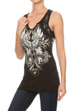 Saving Me Wings Lace Tank Curve