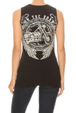 Constellation Biker Motorcycle Design Lace Up Tank