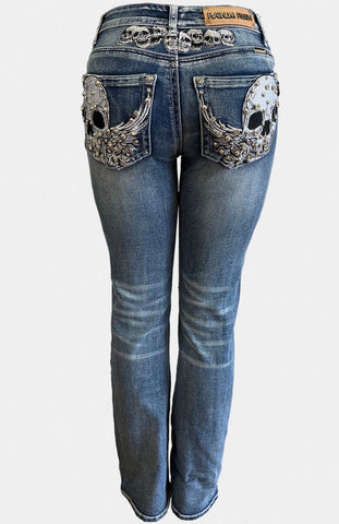 Tribe Of Skulls Rhinestone Embellished Jeans