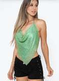 Stargazing Backless Cowl Neck Rhinestone Top