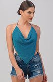 Stargazing Backless Cowl Neck Rhinestone Top