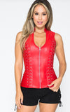 Corset Style Top w/ Open Back with Zip Up Front