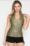 Corset Style Top w/ Open Back with Zip Up Front