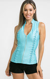 Corset Style Top w/ Open Back with Zip Up Front