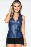 Corset Style Top w/ Open Back with Zip Up Front