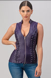 Corset Style Top w/ Open Back with Zip Up Front