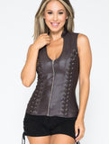 Corset Style Top w/ Open Back with Zip Up Front