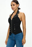 Hot Under the Collar Studded Corset Vest