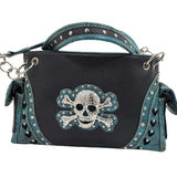 Bolso de mano oculto con calavera bordada occidental