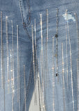 Rock Star Rhinestone Chain Denim Jeans