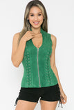 Suede Crossback Sleeveless Corset Top