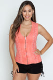 Suede Crossback Sleeveless Corset Top