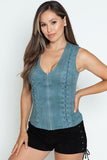 Suede Crossback Sleeveless Corset Top