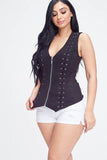 Suede Crossback Sleeveless Corset Top