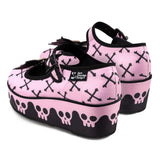 Chocolaticas Halloween Pink Bones Women's Mary Jane Platform