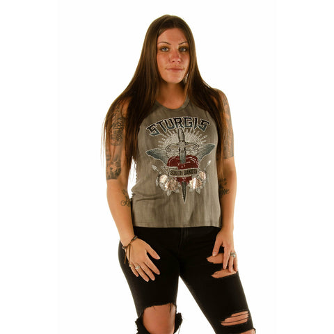 Sturgis V Neck Bleeding Heart Tank