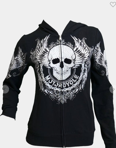Motorcycle Skull Chained Hoodie