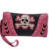 Bolso de mano oculto con calavera bordada occidental