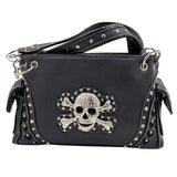 Bolso de mano oculto con calavera bordada occidental