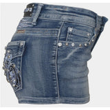 Riding Free Motorcycle Rhinestone Embellished Shorts