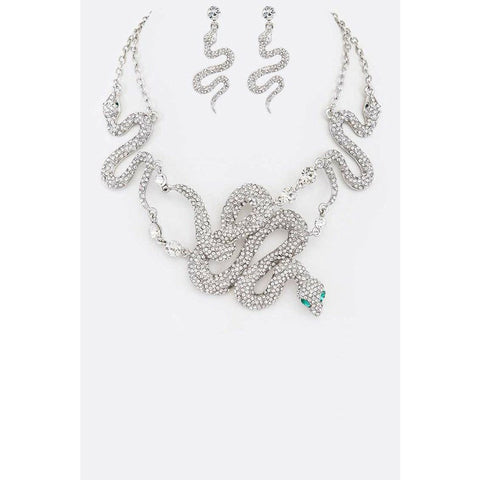 Snake Crystal Statement Necklace Set