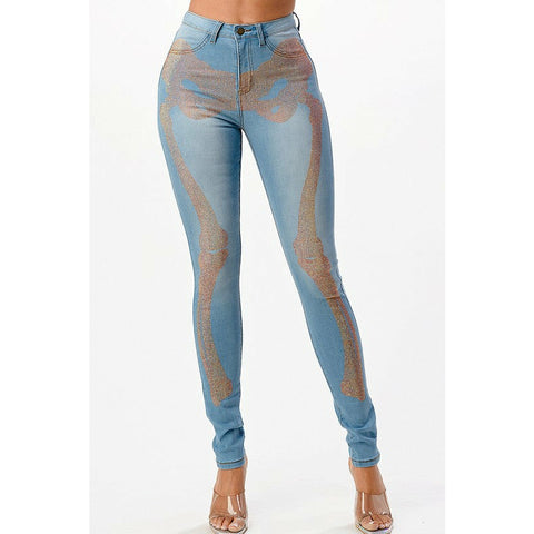 Skinny Rhinestone “Bones” Jeans