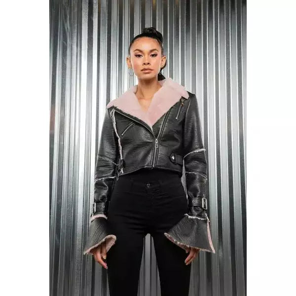 Azalea Wang Bonded Bell Sleeve Moto Jacket – Pixies Lounge Online