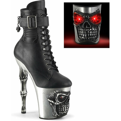 Skull & Finger Bone Heel Platform LED Boots