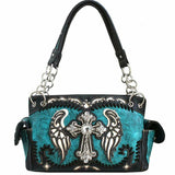 Western Rhinestone Cross Carry Handbag