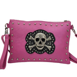 Crossover de bolso de mano con calavera de diamantes de imitación en 3D