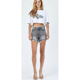 Frayed Waist and Hem Dark Shorts