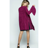 Vocal Bell Sleeve Suede Rhinestone Open Cardigan