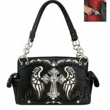 Western Rhinestone Cross Carry Handbag