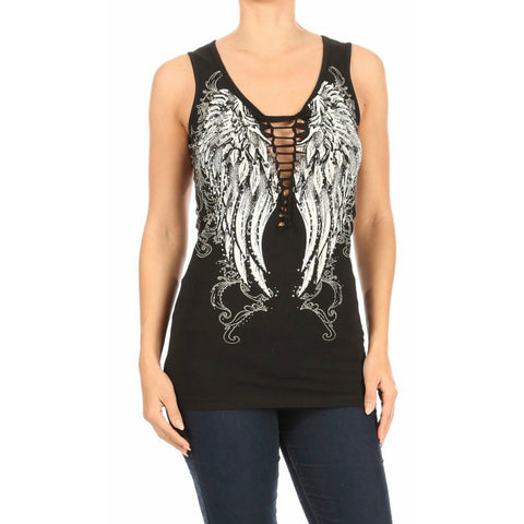 Braided V Neck Angel Wing Top