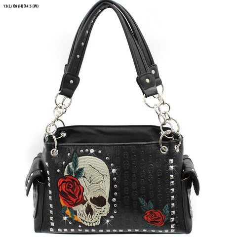 Skull & Roses Carry Shoulder Handbag