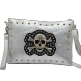 Crossover de bolso de mano con calavera de diamantes de imitación en 3D