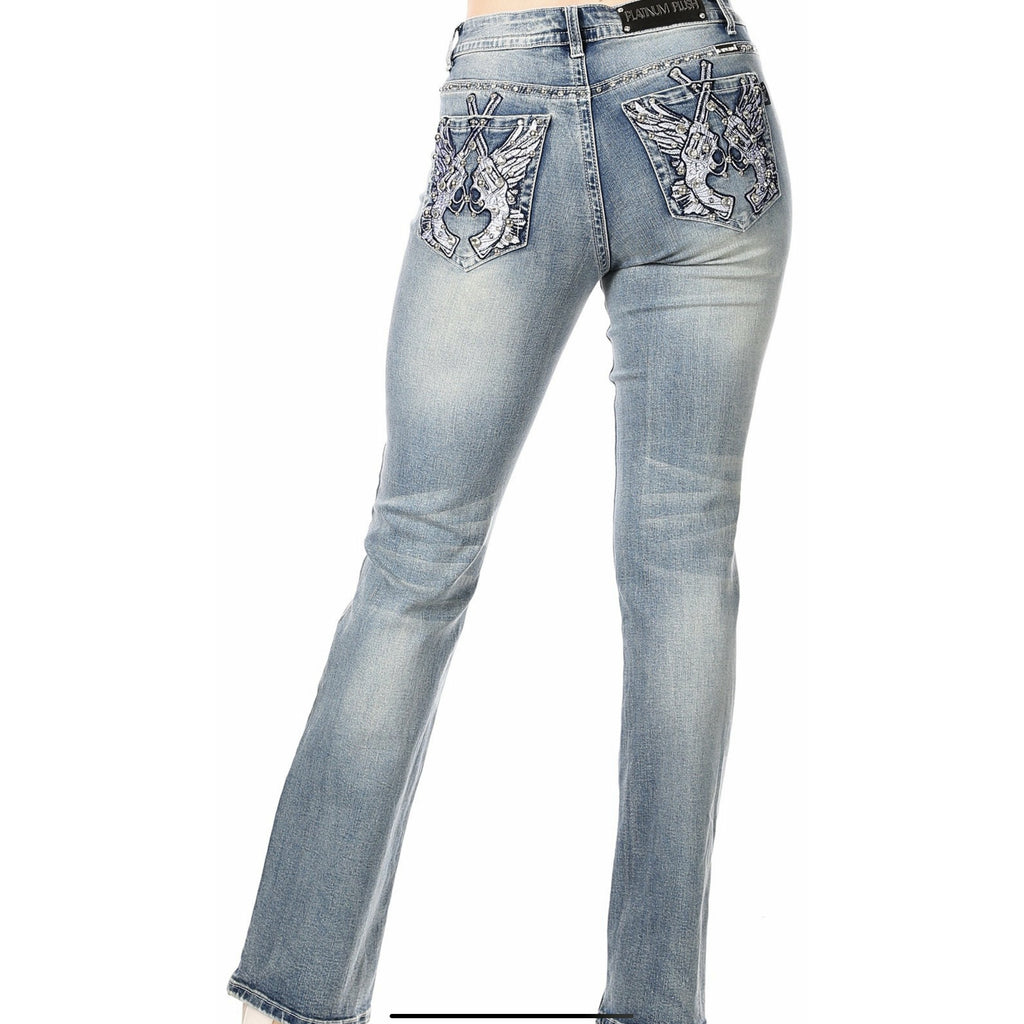 Bali Embellished Bootcut Denim Jeans With Stretch YMI Jeans [P352936-B083 YMI  Jeans Denim] - $49.00