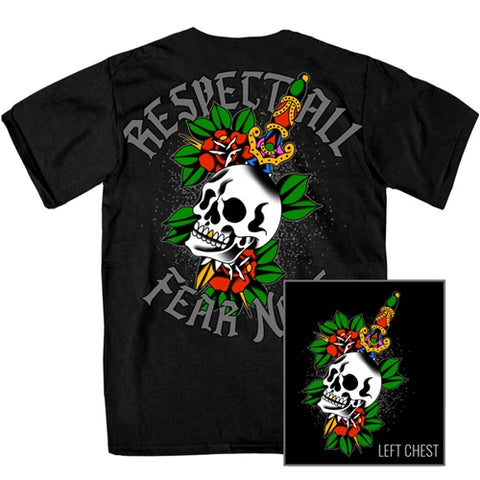 Respect All Fear None Skull Tattoo T-Shirt