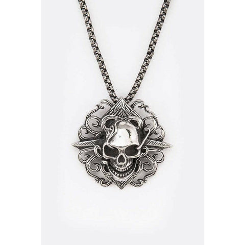 Stainless Steel Skull & Sword Pendant Necklace
