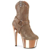 Pleaser Platform Rhinestone Cowgirl Ankle Boot