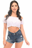 White Short Sleeve Peasant Top