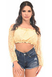 Cream Lined Lace Long Sleeve Peasant Top