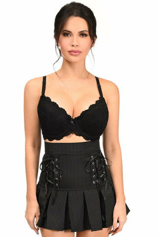 Pinstripe Lace-Up Mini Skirt - Daisy Corsets